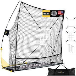 PodiuMax 7x7 Baseball & Softball Net with Large Ball Collection System, Upgraded Triangular Base, Softball Pitching Net with 2 Strike Zone, Baseball Nets for Batting, Pitching, Fielding in Kuwait