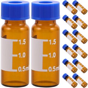 100pcs Chromatography Lab Vial,1.5ml 2ml Screw Thread Sample Vial with Pre-Cut Cap Suitable for Gas Chromatography/Laboratory Consumables/Store in Kuwait
