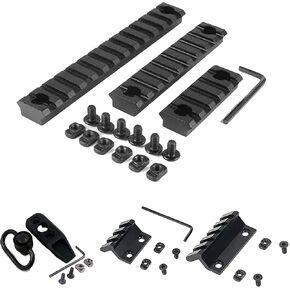 Gotical Combo of 3- M-LOK 45 Degree Offset Mount, 13 Slot, 9 Slot and 5 Slot M-Lok Rail with M-lok Quick Detach QD Sling Swivel Mount Kit-Push Button in Kuwait