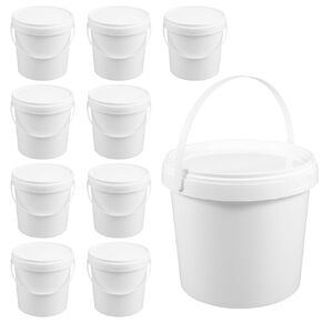 10 Pcs Plastic Bucket with Lid, 1.5 Quart Thickened Storage Bucket, Paint Buckets Pails Paint Cans for Storing Paint, Pigments, Food, Feed, Etc in Saudi Arabia