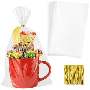 50 قطعة من أكياس التغليف المنكمشة بالحرارة مقاس 6 × 12 بوصة أكياس بلاستيكية شفافة من مادة PVC لتعبئة الصابون وأحذية مكياج قنبلة الحمام والشموع والجرار محلية الصنع بهلوان صغير لعيد الميلاد والهالوين وعيد الفصح in Kuwait