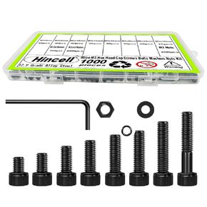 1000 قطعة مسامير M3، M3x6/8/10/12/16/20/25/30 مم طقم مسامير ربط، مسامير غطاء رأس مقبس سداسي، 12.9 درجة مطلية بالزنك الأسود للطابعة ثلاثية الأبعاد in Kuwait