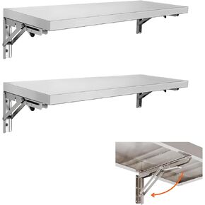 رف امتياز قابل للطي من الفولاذ المقاوم للصدأ مكون من قطعتين مقاس 30.48 سم × 91.44 سم، أرفف طعام قابلة للطي قابلة للطي، رف رفوف مثبت على الحائط عالي التحمل لنوافذ الامتياز، شاحنة الطعام in Kuwait