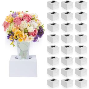 Flower Transportation Box - 25 Pack 6 x 6 x 4.1 Inch, Flower Boxes for Arrangements, Quick Pop & Lock Setup, Made from Recycled Cardboard, Fits 2"-6" Vases in Kuwait