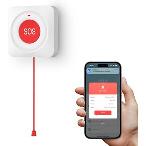 WiFi Call Button for Elderly Caregiver Wireless Life Alert Caregiver Call Button App Notification Emergency Button SOS Alarm Bell for Seniors Tuya Waterproof No Monthly Fee in Kuwait