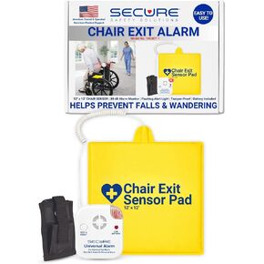 Secure Safety Solutions Chair Exit Alarm for Elderly Fall Prevention, Wheelchair Patient Alarm with 12" x 12" Sensor Pad, 80 dB Alert Monitor, Automatic Reset Caregiver Alert System for Dementia Care in Kuwait