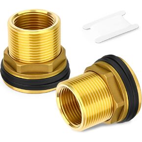 1PCS Brass Water Tank Connector, 1" NPT Female 1-1/4" NPT Male, Bulkhead Tank Adapter Fitting, with Rubber Ring, for Water Towers/Various Pipes/Fittings in Kuwait