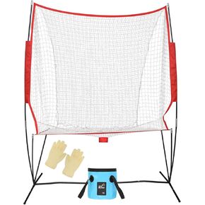 Portable Tennis & Baseball Ball Recovery System Net, 6 x 7ft Portable Polyester Mesh and Fiberglass Frame, Collapsible Pickleball Trainer for Indoor/Outdoor in Kuwait