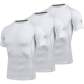 3 Pack Men's Compression Shirts, Short Sleeve Cool Dry Moisture Wicking Base Layer for Gym Running in Saudi Arabia