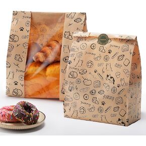 24PCS Paper Bread Bags for Homemade Bread and Sourdough, Clear Window Bakery Bags for Storage and Gifting, 50% Thicker Kraft Material, Includes Sealing Stickers in Kuwait