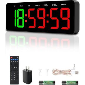 Gym Clock Timer for Tabata/FGB/EMOM,Interval Workout with Large LED Display,Digital Wall Clock with Seconds | Fitness Timer with Remote Control for Classroom Home Garage Office in Kuwait