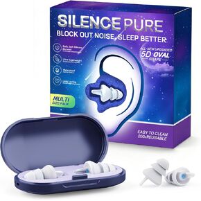 Ear Plugs for Sleeping - Soft Reusable Silicone Ear Plugs for Noise Reduction Earbuds & Focus (35dB), 3D Oval Noise Cancelling Design, Ideal for Side Sleepers - 2 Pairs (S + M/L) in Kuwait