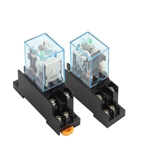 MY2NJ HH52P DPDT ملف مصغر مرحل كهرومغناطيسي متوسط ​​AC12V 24V DC24V AC110V 220V 8 Pin مع قاعدة مقبس (DC 24V) in Kuwait
