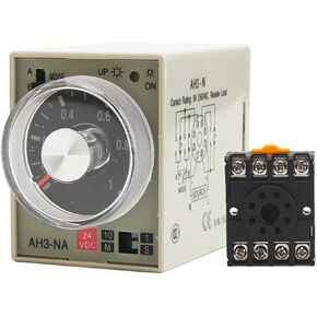 Time Relay AH3-NA/NB/NC/NE/ND 8 Pin 24V 110V 220V 380V Multi Range Electric Timer Adjustable with Socket Base(AH3-NC-24V) in Kuwait