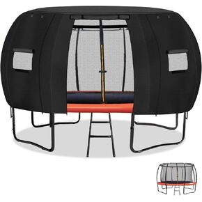Outdoor Round Trampoline Cover-14FT Trampoline Tent Sunshade Canopy, Fits Most 8-Pole Circular Trampolines, 600D Heavy-Duty Oxford Fabric (Tent Only) (Grey, 14FT) in Kuwait