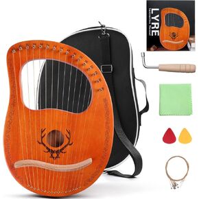 16 String Lyre Harp, Full Kit with Mahogany Body, Tuning Wrench, Strings & Manual, Lightweight Soul Healing Instrument for Music Lovers in Saudi Arabia