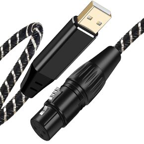 كابل ميكروفون USB، كابل XLR مطور إلى USB-A مع كابل تسجيل XLR 24 بت/96 كيلو هرتز لتسجيل البث، محول ميكروفون للكمبيوتر الشخصي والكمبيوتر المحمول - 2 متر/6.6 قدم in Kuwait