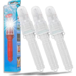 3PCS 7.7×1.5In Boat Flares, Light Sensor Switch Boat Safety Equipment, Continuous Light & Waterproof, Coast Guard Approved Marine, Emergency Signals for Fishing Nets, Buoys, Life Rafts (Red) in Saudi Arabia