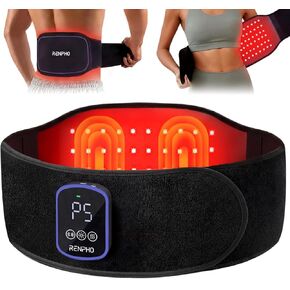 RENPHO Cordless Heating Pad for Back Pain, Red Light Therapy Belt for Low Back, Waist, Shoulder Sweatproof TPU Cover, Vibration, Timer, Adjustable Strap, Mothers Day Birthday Gifts for Women Men Mom in Kuwait