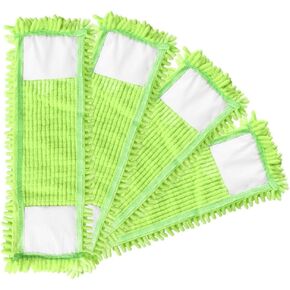 4Pcs Soft Flat Mop Refill Pads, High Absorption Cloth for Multi-Surface Floor Cleaning, 15.35-inch Board Compatible, Green in Kuwait
