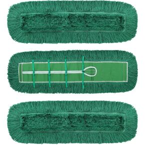 24 Inch Dust Mop Head: Replacement Medium Washable Commercial Mop Head Sweeper and Janitorial Replacement Green (Green - 24 Inch, 3 Pack) in Kuwait