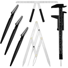 Weewooday 6 Pieces Tattoo Eyebrows Rulers 3 Point Positioning Ruler Mini Caliper Double Scale Vernier Calipers Eyebrow Caliper Microblading Ruler Measuring Tool with Eyebrow Shaver (Blue) in Kuwait