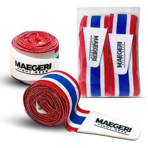 Muay Thai Hand Wraps 180 Inch – Thai Flag Elastic Boxing Hand Wraps for Muay Thai, Kickboxing & MMA – Muay Thai Wrist Wraps for Men & Women – Professional Training Equipment in Kuwait