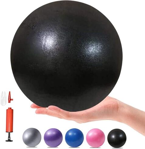 6 Inch Exercise Pilates Mini Yoga Balls Barre for Home Stability Squishy Training Physical Therapy Improves Balance Core Strength Comes with Pump(Black, 6 Inch) in Saudi Arabia