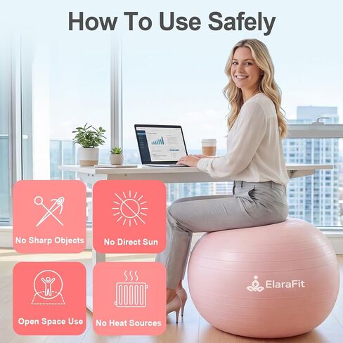 Anti Burst Large Exercise Ball for Yoga Non Slip Pilates Ball with Pump 550 lbs Capacity for Pregnancy, Fitness Size L 23 to 26 inches, About 58 to 65cm in Saudi Arabia