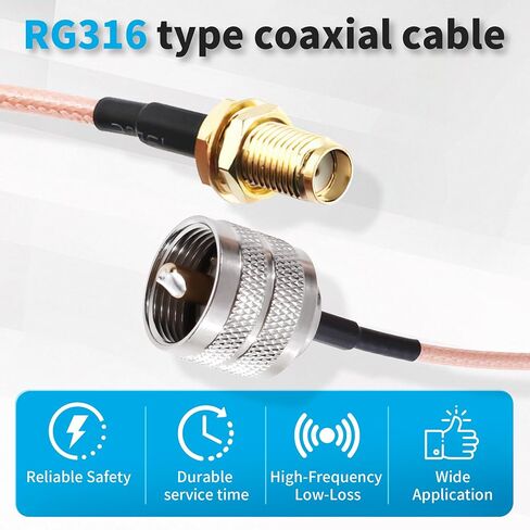 SMA أنثى الحاجز إلى PL-259 كابل الذكور، 6ft RG316 كابل محوري 50ohm PL-259 إلى SMA Fe محول الحاجز للهوائيات، راديو الهواة in Kuwait
