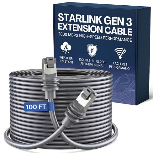 Replacement Cable for Starlink Cable Gen 3-150 Ft Extra Long StarLink Cables Extension for Standard Kit V3 Weather-Resistant Ethernet Cables Replacement for Outdoor Satellite Internet System (Grey) in Saudi Arabia