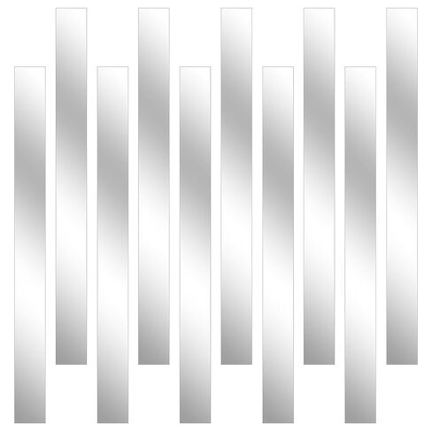 10 قطع من الحشوات المعدنية من الصفائح المعدنية المصنوعة من الفولاذ المقاوم للصدأ وشرائط حشو الفجوة وشريط تقليم مرآة فضية بسمك 0.02 بوصة وطول 12 بوصة DIY (ذاتية اللصق، عرض 2 بوصة) in Kuwait