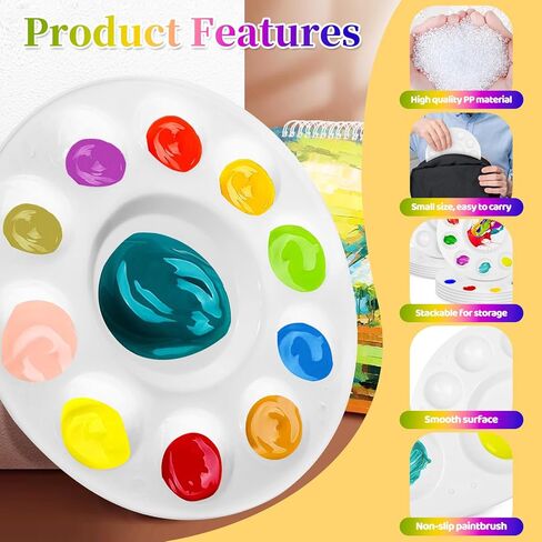 30 Pack White Square Paint Trays, 2x2 Inches with 6 Small Wells & 1 Large Mixing Area – Reusable Plastic Paint Palettes for Artists, Classroom, DIY Crafts – Easy-Separate Design, Smooth Edges in Kuwait