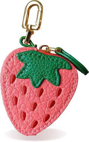 محفظة عملة الفراولة ، سحر حقيبة جلدية لحقائب اليد ، سحر محفظة الفاكهة ، إكسسوارات سلسلة مفاتيح لطيفة مع سستة ، هدايا عملة معدنية صغيرة للنساء in Kuwait