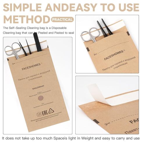 200 قطعة من أكياس الأوتوكلاف ذاتية الغلق للتعقيم، أكياس ورق كرافت للاستعمال مرة واحدة من شيميان مع شرائط المؤشر in Kuwait