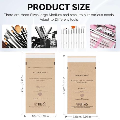 200 قطعة من أكياس الأوتوكلاف ذاتية الغلق للتعقيم، أكياس ورق كرافت للاستعمال مرة واحدة من شيميان مع شرائط المؤشر in Kuwait