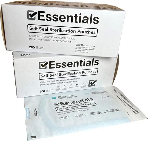 أكياس التعقيم ذاتية الغلق لمنتجات الرعاية الصحية الأساسية من منتجات الرعاية الصحية الأساسية؛ صندوق واحد يحتوي على 200 كيس؛ معبأة بشكل فردي (واضح) in Kuwait