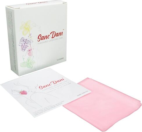 Strawberry 12 Count SancDam Ultra-Thin Oral Sex Dam Membrane, Men and Women Giving Each Other Oral Sex, Cunnilingus Prop SM Fellatio, Oral Dam Covering for Lesbian Or Couples Sex (Dental Dams), Pink in Kuwait
