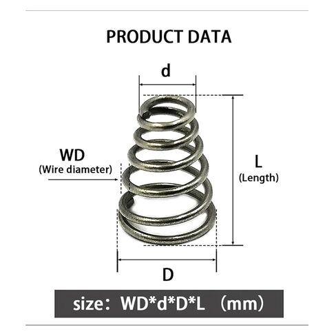 304SUS Mn Spring Steel Tower Shaped Conical Spring, Wire Diameter: 0.3mm-0.5mm, 10Pcs/Order(0.5x3.5x7.5x10) in Saudi Arabia