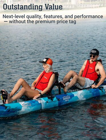 Brooklyn 13.0 Tandem 3-Piece Modular Kayak من BKC، كاياك للجلوس على القمة لشخصين، محركات زعنفة مزدوجة، توجيه الدفة، حاملات القضبان، تخزين جاف وافر in Kuwait