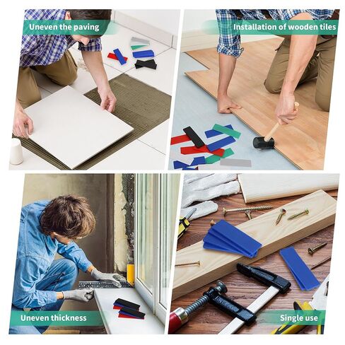 180 Pcs Plastic Shims for Leveling, Composite Shims, Furniture Flat Shim, Thickness 3/64, 5/64, 1/8, 5/32, 13/64, 15/64 Inch, Grey, Green, White, Red, Blue, Black in Kuwait