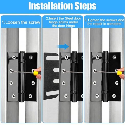 12 Pcs Door Hinge Shim, 4 × 1.5 Inches Doors Hinges Shims Hinge Shims 0.03 Inches Thick Spacer for Repair Kit Adjustable Filling Gaps Align Hardware Door Hinges Shim in Saudi Arabia
