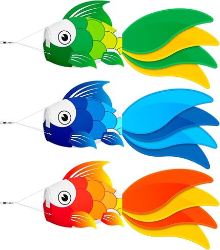 40 Inch Fish Windsock,Heavy Duty Wind Socks for Outside, Ideal for Beach Fishing Boats, Halloween, and Christmas Decorations - 3 Piece Set, Perfect Easter & Valentine's Windsock in Saudi Arabia