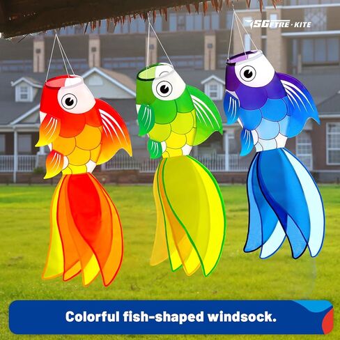 40 Inch Fish Windsock,Heavy Duty Wind Socks for Outside, Ideal for Beach Fishing Boats, Halloween, and Christmas Decorations - 3 Piece Set, Perfect Easter & Valentine's Windsock in Saudi Arabia