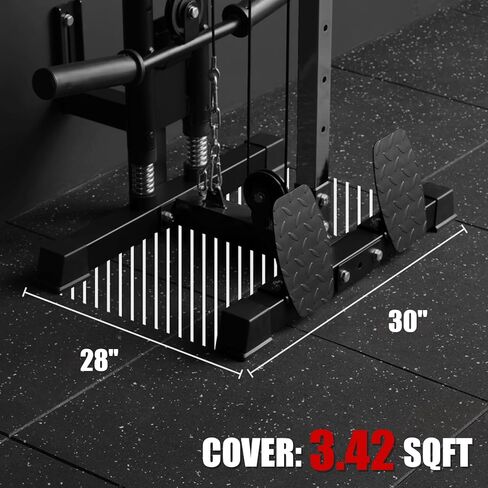 ER Kang Cable Station Wall Mount, 18in Pulley Tower, Dual Pulley System, High & Low Cable Machine, LAT Pull-Down & Row Tower with Flip-Up Footplate, Home Gym Cable Crossover, Black in Saudi Arabia