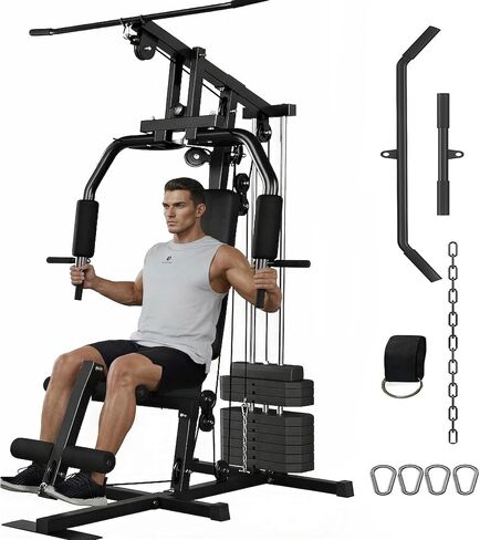 Home Gym Equipment, Multifunctional Workout Station with 100LBS Weight Stack, Home Gym Machine for Full Body Traning with LAT Pulldown System in Saudi Arabia
