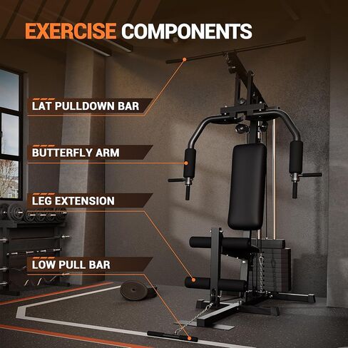 Home Gym Equipment, Multifunctional Workout Station with 100LBS Weight Stack, Home Gym Machine for Full Body Traning with LAT Pulldown System in Saudi Arabia