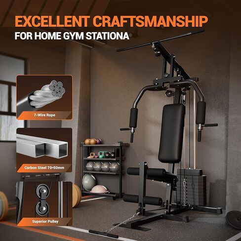 Home Gym Equipment, Multifunctional Workout Station with 100LBS Weight Stack, Home Gym Machine for Full Body Traning with LAT Pulldown System in Saudi Arabia