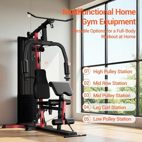 Home Gym System with 160LB Weight Stack, Multifunctional All-in-One Workout Station, Full Body Strength Training System in Kuwait