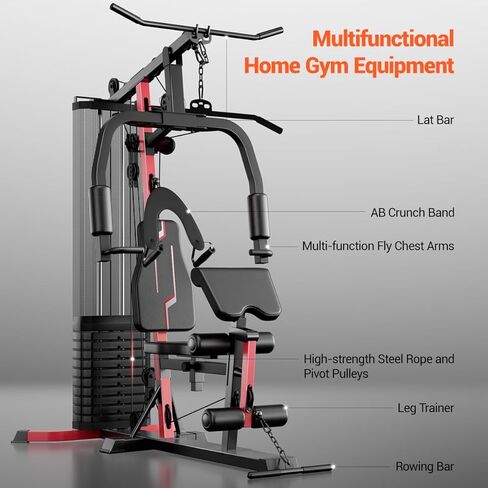 Home Gym System with 160LB Weight Stack, Multifunctional All-in-One Workout Station, Full Body Strength Training System in Kuwait